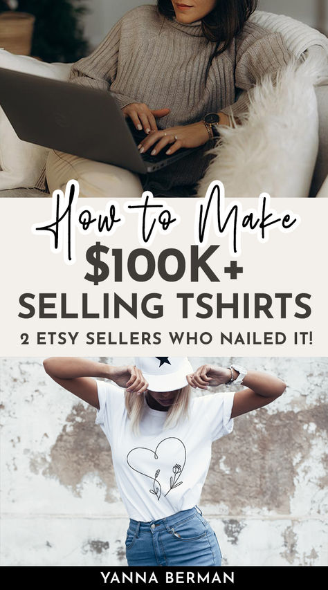 How to Make $100K+ Selling T-shirts on Etsy? Best Selling Shirt Designs, T Shirt Making Business, Sell Tshirts Online, Starting Etsy Shop, T Shirt Business, Tshirt Printing Business, Business Facebook Page, Tshirt Printing, Money Design