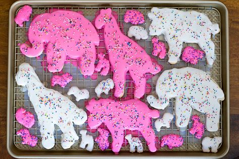 home made iced animal crackers.  YES!!  my kiddos will LOVE them Iced Animal Crackers, Animal Cookies Recipe, Jumbo Cookies, Clown Cupcakes, Frosted Animal Crackers, Circus Animal Cookie, Animal Cookie, Cracker Cookies, Giant Animals