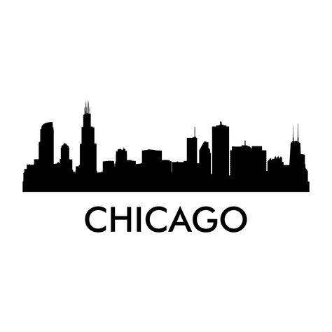 Chicago Skyline Drawing, Chicago Drawing, Chicago Skyline Tattoo, Chicago Skyline Silhouette, Project Themes, Chicago Painting, Chicago Bean, Formal Cooler Ideas, Skyline Tattoo