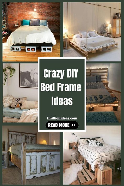 If you are tired of sleeping on that mattress on the floor or the old frame, maybe it is time to upgrade… Recycled Bed Frame Ideas, Cinder Block Bed Frame, Door Bed Frame, Pipe Bed Frame, Waterbed Frame, Bed Frame Ideas, Pipe Bed, Bamboo Bed Frame, Pallet Bed Frame