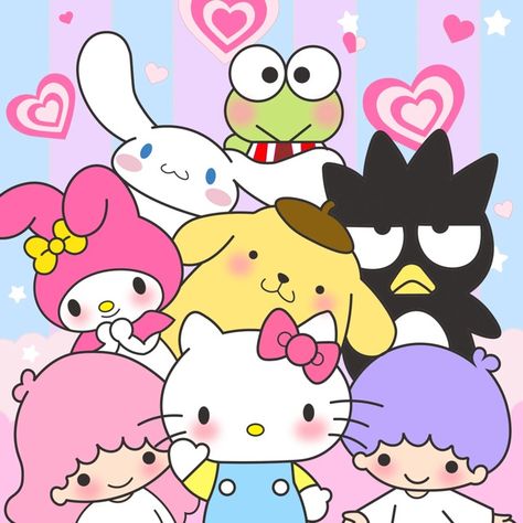 All Hello Kitty Characters, Hello Kitty And Friends Wallpaper, Hello Kitty Clipart, Kawaii Cat Drawing, Hello Kitty Imagenes, Hello Kitty Tattoos, Best Friend Drawings, Best Friends Cartoon, Love My Best Friend