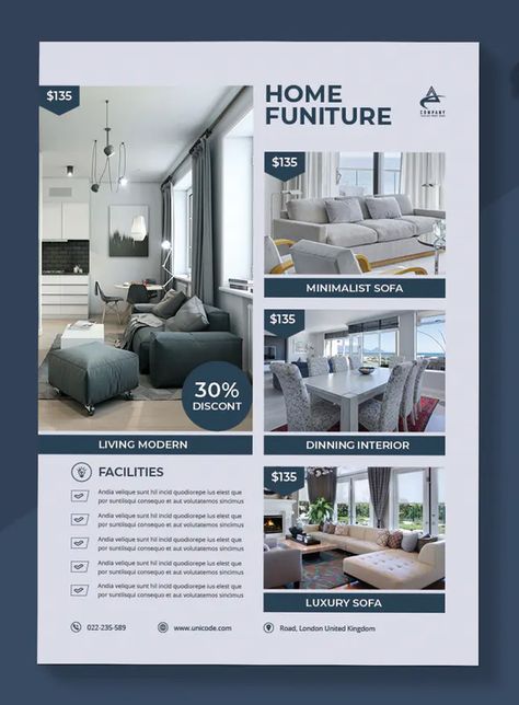 Interior Flyer Template InDesign INDD Hotel Presentation, Building Poster, Interior Design Template, Flex Banner, Real Estate Marketing Design, Architectural Presentation, Flyer Design Layout, Minimalist Sofa, Real Estates Design