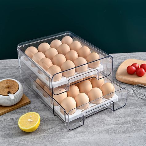 This egg holder is the best tool for an organized fridge. You can also emove the egg compartment inside, it becomes fruits vegetables container Storage With Lids, Gerobak Dorong, Food Organizer, Egg Container, Fridge Organisers, Egg Crates, Egg Tray, Fridge Storage, Refrigerator Organization