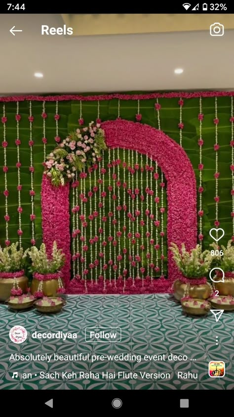 Pellikuthuru Decorations, Decoration For Pellikuthuru Function, Simple Flower Backdrop Decoration, Shashtipurthi Decoration, Kankotri Lekhan Ceremony Decoration, Traditional Seemantham Decoration, Half Saree Function Stage Decoration, Traditional Stage Decoration, Pellikuturu Function Decoration