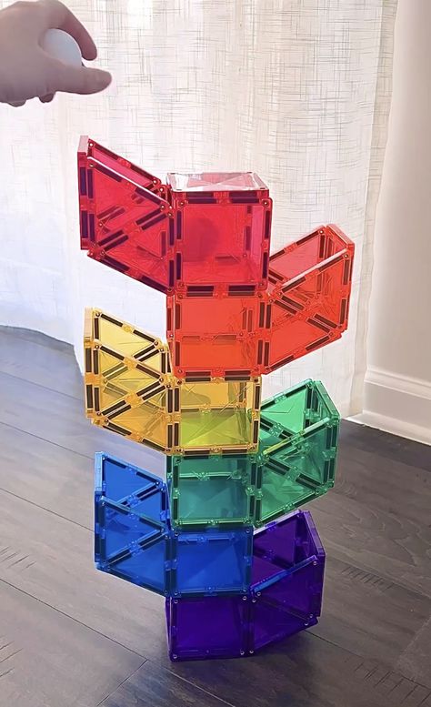 Cool Magnatile Builds, Toddler Activities With Magnatiles, Magnetic Tiles Building Ideas, Magna Tiles Ball Run, Magnatile Marble Run, Magtiles Ideas, Magnatile Builds, Magnet Tiles Building Ideas, Magnatiles Ideas