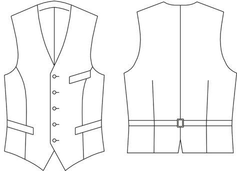 Basic Pattern Block Men's Vest How To Draw Shirts, Mens Vest Pattern, Historical Clothing Patterns, Mens Jacket Pattern, Fashion Sketches Men, Waistcoat Pattern, Vest Pattern Free, Pattern Vest, Basic Pattern