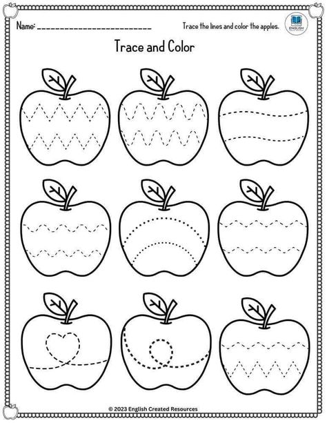 November Occupational Therapy Activities, November Activities For Kindergarten, Apple Kindergarten Activities, Fall Preschool Activities Free Printable, Jesen U Vrticu, Autumn Kindergarten Activities, Apple Worksheets Preschool, Letter Worksheets For Preschool, Apple Preschool