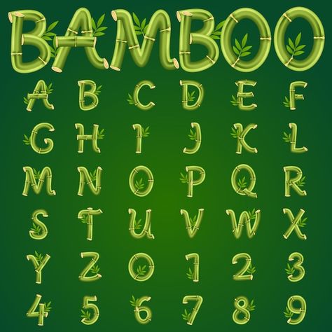 Vector bamboo alphabet | Premium Vector #Freepik #vector #jungle-font #bamboo-forest #nature-font #nature-text A Z Fonts, Tiki Font, Number Vector, Vector Art Illustration, Letter R, Technology Logo, Creative Commons, Text Effects, Logo Templates