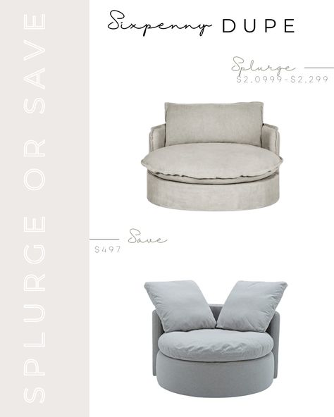 Round oversized swivel chair Sixpenny Neva Daybed, Sixpenny Daybed, Sixpenny Neva Round Daybed, Round Daybed Indoor, Oversized Barrel Chair, Six Penny Neva Chair, Neva Round Daybed, Neva Daybed, Sixpenny Neva