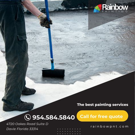 With over 25 years of experience, Rainbow Painting RPR Group offers high quality commercial waterproofing services. 📞 Call us to schedule a consultation (954) 584- 5840 📍4720 Oakes Road Suite D Davie Florida 33314 . . . .#waterproofing #construction #roofing #waterproof #waterproofingexperts #waterproofingsolutions #concrete #building #architecture #waterproofingmembrane #waterproofingcoating #coating #roof #renovation #design #painting #roofwaterproofing #homeimprovement #interiordesign Flat Roof Repair, Weather Application, Roof Waterproofing, Liquid Rubber, Roof Coating, Waterproofing Basement, Rainbow Painting, Gray Coverage, Roofing Contractors