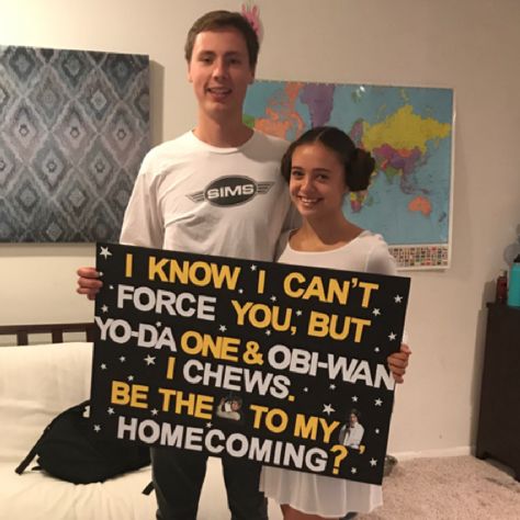 Homecoming Star Wars proposal Homecoming Proposal Ideas Star Wars, Prom Proposal Star Wars, Star Wars Themed Promposal, Star Wars Sadies Proposal, Star Wars Promposal Ideas, Star Wars Dance Proposal, Star Wars Homecoming Proposal, Homecoming Proposal Ideas Disney, Cute Sweetheart Dance Proposals