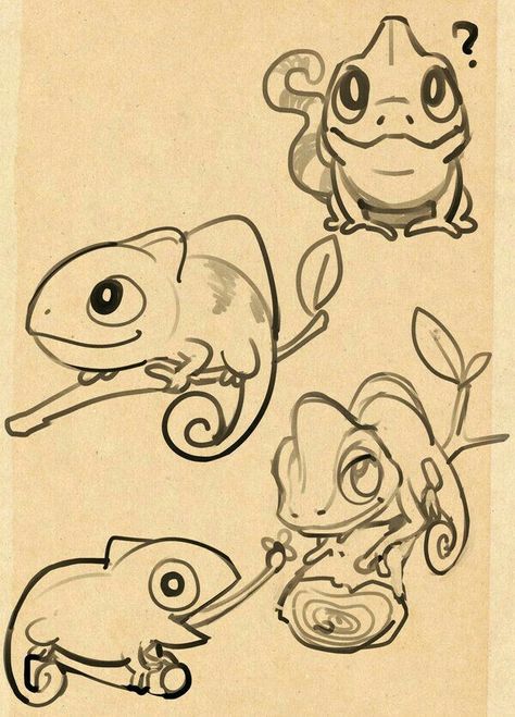 Chameleon Art Drawing, Camelions Drawing Cute, Chameleon Illustration Cute, Camilion Drawings, How To Draw Chameleon, Cameleon Art Drawing, How To Draw A Chameleon, Camilian Lizard Drawing, Camelions Drawing