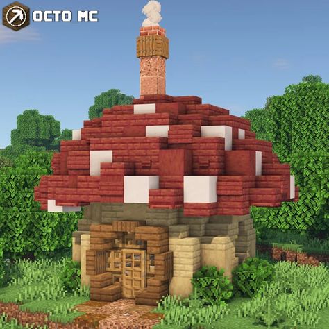 Minecraft Round House Ideas, Minecraft Cute Greenhouse, Natural Minecraft Houses, Minecraft Mini Cottage House, Mushroom Starter House Minecraft, Minecraft Cottage Core Library, Minecraft Fairy Decor, Minecraft Woods House, Fairy Hut Minecraft