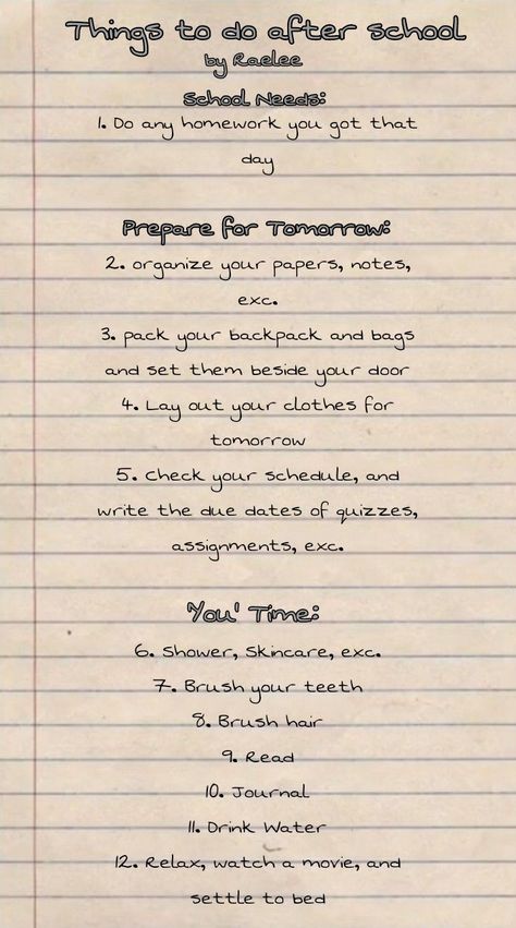 Things To Do After School, School Advice, School Homework, Vision Board Photos, High School Advice, School Vibes, Things To Do When Bored, Do Homework, Life Plan