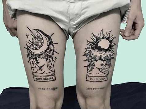 Tattoos Tarot, Occult Tattoos, Pinterest Tattoos, Tattoos Leg, Tattoo Sonne, Tattoo Zone, Kartu Tarot, Sun And Moon Tarot, Le Tattoo