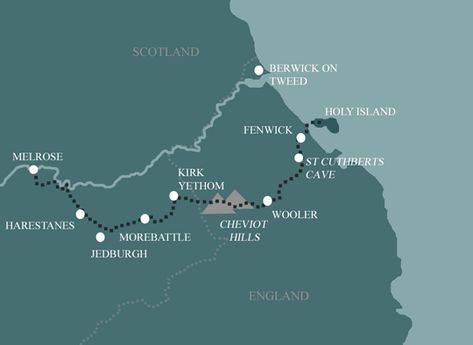 St Cuthberts Way Map Northumberland England, English Surnames, St Cuthbert, England Trip, Hiking Europe, Travel Scotland, Walking Holiday, German English, Walking Routes