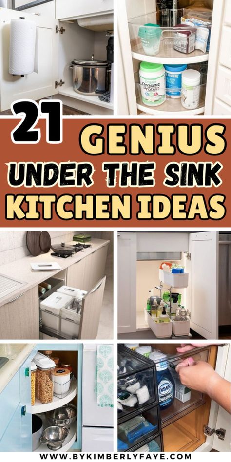 Genius Under The Sink Kitchen Organization Ideas What To Store Under Kitchen Sink, Kitchen Organization Under Sink, Kitchen Sink Cupboard Organization, Diy Under Sink Organization Ideas, Under Kitchen Sink Organization Ideas, Dish Washing Area Ideas, Undersink Organizing Kitchen Ideas, Diy Kitchen Sink Organizer, Kitchen Sink Cabinet Ideas