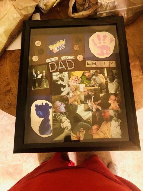 Father’s Day Shadow Box Shadow Box Ideas, Shadow Box Gifts, Father's Day Activities, Diy Shadow Box, Father's Day Diy, Christmas Gift For Dad, Fathers Day Crafts, Box Ideas, Baby Crafts