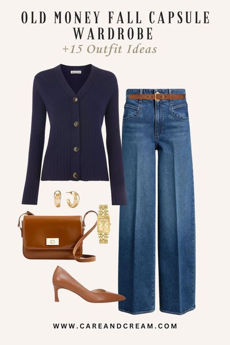 Old Money Fall Capsule Wardrobe + 15 Outfit Ideas Soft Autumn Winter Outfits, Deep Autumn Outfits Capsule Wardrobe, Old Money Outfits Jeans, Deep Autumn Outfits, Dressy Jeans Outfit, Old Money Fall, Mom Outfit, Classic Style Outfits, Fall Wardrobe Essentials