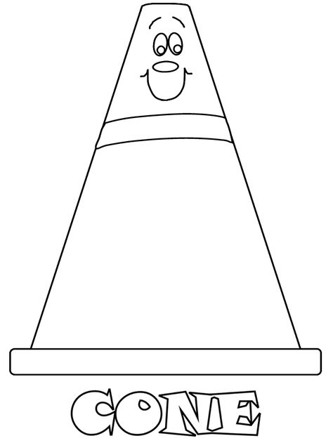 Cone Construction Coloring Pages                                                                                                                                                                                 More Construction Cone Craft Preschool, Construction Cone Name Craft, Construction Cone Template, Construction Cones Printable, Construction Cone Craft, Preschool Construction Art, Preschool Construction Activities, Construction Coloring Pages, Construction Activities Preschool