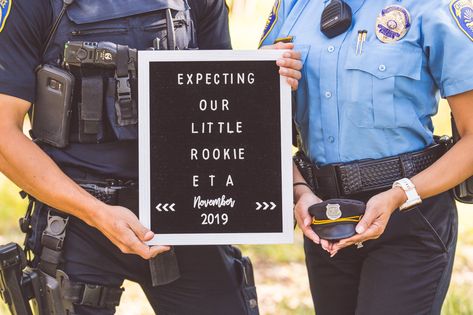 Baby police law enforcement announcement Gender Reveal Ideas For Police Officer, Law Enforcement Gender Reveal, Police Maternity Pictures, Cop Baby Announcement, Police Officer Pregnancy Announcement, Police Gender Reveal, Law Enforcement Baby Announcement, Police Wedding Ideas, Police Baby Pictures