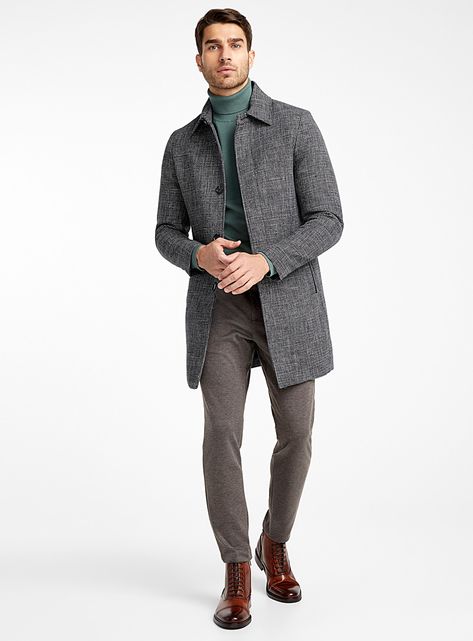 Gray Coat Outfit Men, Grey Coat Outfit Men, Grey Coat Outfit, Trench Coats For Men, Elegant Fits, Camel Coat Outfit, Inspirational Outfits, Man's Overcoat, Mens Wool Coats