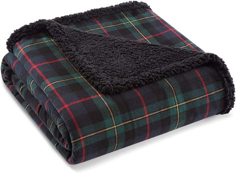 Amazon.com: Eddie Bauer - Plush Sherpa Fleece Throw - Soft & Cozy Reversible Blanket, Ideal for Travel, Camping, & Home, Edgewood Red : Home & Kitchen Sherpa Bedding, Tartan Throws, Green Throw Blanket, Plaid Throw Blanket, Green Throw, Plaid Throw, Bed Throw Blanket, Tartan Design, Sherpa Throw Blankets