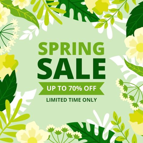 Sale Flyer Design, Spring Sale Banner, Design For Social Media, Design In Photoshop, Spring Banner, Spring Illustration, Nature Background Images, Business Poster, Spring Flats