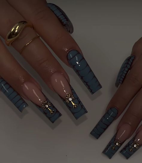 Dark Blue Nails With Design, Dark Blue Acrylic Nails, Concert Nails, Acrylic Toe Nails, Acrylic Nail Set, Hello Nails, Sassy Nails, Long Acrylic Nail Designs, Blue Acrylic Nails