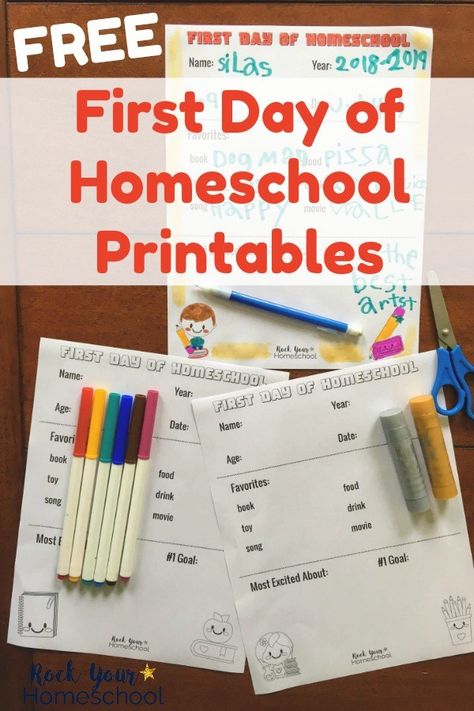 These first day of homeschool printables are great ways to make fun keepsakes. Available as free instant downloads, you can use these to chat about your upcoming homeschool year & look back on your day with a smile :) #homeschool #firstday #backtohomeschool 1st Day Of Homeschool Printables, Fun First Day Of Homeschool Ideas, First Day Of Homeschool Activities, First Day Of Homeschool Printable, 1st Day Of Homeschool, Homeschool Websites, Wild Schooling, First Day Of Homeschool, Back To Homeschool