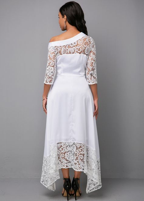 ROTITA White Lace Patchwork Three Quarter Sleeve Dress | Rotita.com - USD $41.13 Bridsmaid Dresses, Elegant Spring Dresses, Weddind Dress, Quarter Sleeve Dress, Three Quarter Sleeve Dresses, White Panel, Chiffon Dresses, Dresses Chiffon, Wallpaper Y2k