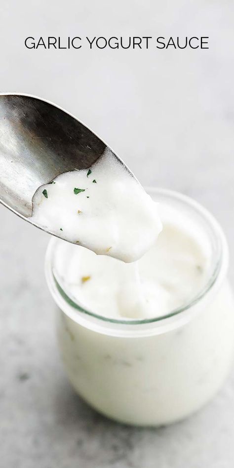 This tasty Garlic Yogurt sauce recipe adds a punch of flavor with its tangy, garlicky, combination making it perfect for dishes such as kibbeh. Yoghurt Garlic Sauce, Arabic Yogurt Sauce, Yoghurt Sauce Recipe, Whipped Greek Yogurt, Donair Sauce, Yogurt Sauce Recipe, Garlic Yogurt Sauce, Garlic Yogurt, Yoghurt Recipe