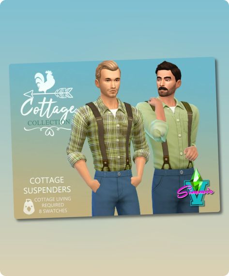 Sims 4 Clothing CC: Simmiev Cottage Suspenders By Simmiev Sims 4 Cc Farm Clothes Male, Rainbow Suspenders, Sims 4 Cc Download, Clothing Male, Farm Clothes, Male Clothing, Rib Knit Top, Plaid Shirts, Best Sims