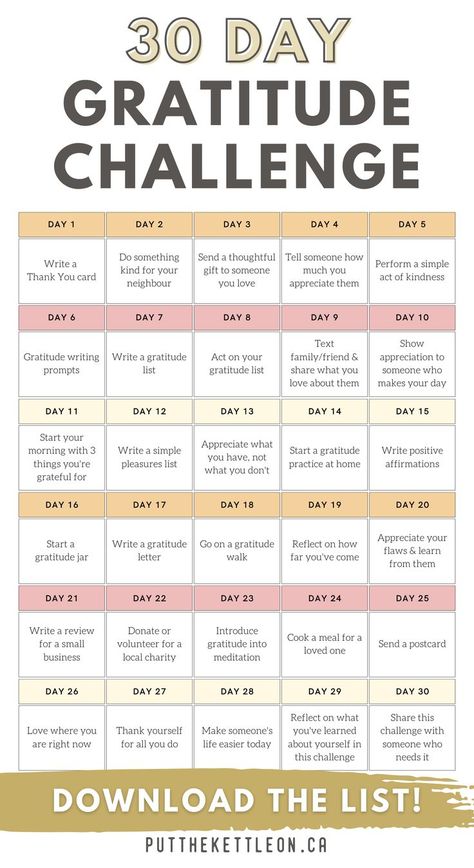 30 Day Gratitude Challenge Calendar Ways To Express Yourself, 30 Day Gratitude Challenge, Gratitude Ideas, 30 Days Of Gratitude, Gratitude Day, Gratitude Prompts, An Attitude Of Gratitude, Gratitude Activities, Christian Activities