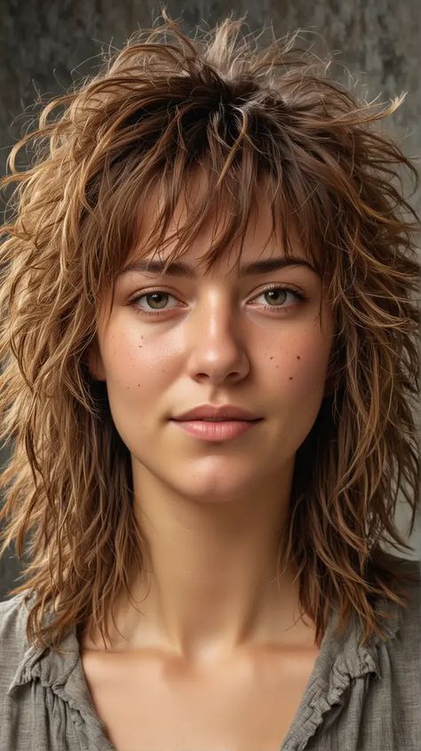 Shaggy Hair Medium Long Shag, Choppy Rocker Hair, Shaggy Haircuts For Round Faces, Shaggy Rocker Hair, Shag For Round Faces, Shag Haircuts For Round Faces, Shaggy Mullet Straight Hair, Hair Styles For Layered Hair Easy, How To Style Shag Haircut