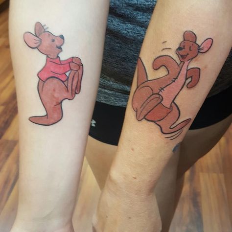 Twinning Kanga Tattoo On Arm Funny Mom And Daughter Tattoos, Mom And Daughter Tattoos Matching Disney, Disney Mom And Son Tattoo, Mom And Daughter Disney Tattoos, Funny Mother Daughter Tattoos, Disney Tattoos Mother Daughter, Mother Daughter Tattoos Disney, Mum And Daughter Tattoos, Disney Mother Daughter Tattoos