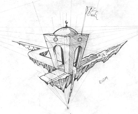 Perspective and Surrealism - what could be better? Linear Perspective Drawing, Three Point Perspective, 3 Point Perspective, Perspective Sketch, Perspective Drawing Architecture, Isometric Drawing, Perspective Drawing Lessons, One Point Perspective, Vanishing Point