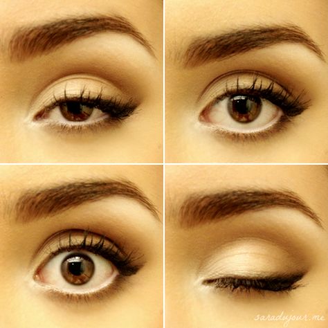 Sara du Jour: My Everyday Soft Cat Eye Eyeshadow Round Eyes, Soft Winged Eyeliner Tutorials, Bedroom Eyes Makeup, Round Eye Makeup, Eyeliner For Round Eyes, Soft Cat Eye, Eyeliner Cat, Easy Cat Eye, Makeup For Round Eyes