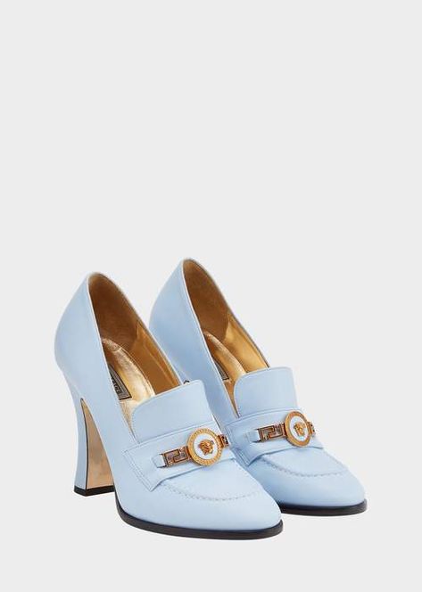 Versace Tribute Loafer Heels Loafer Heels, Versace Designer, Dr Shoes, Versace Shoes, Heels For Women, Slides Sandals, Fabulous Shoes, Looks Chic, Gianni Versace