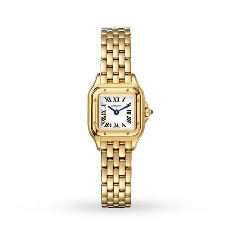 Cartier Gold Watch, Cartier Watches Women, Golden Watch, Cartier Gold, Mini Model, Cartier Panthere, White Watch, Cartier Watch, Forever Jewelry