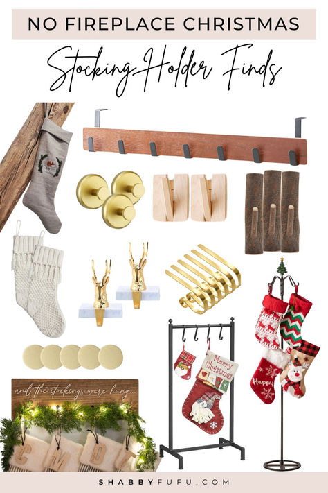 Christmas Stocking Holder Ideas for a Cozy Display Without a Fireplace Fireplace Stocking Ideas, Stockings No Mantle Fireplace, Christmas Stocking Hanging Ideas, Stocking Hanging Ideas, Christmas Stocking Holder Ideas, Stocking Holder Ideas, Hanging Christmas Stockings, Stocking Ideas, Stocking Holder