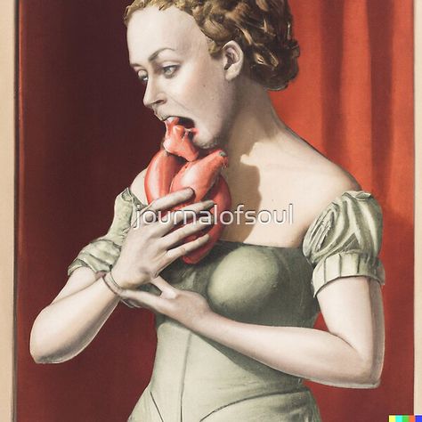 A vintage painting of a woman eating an anatomic heart. Human idea generated by AI. Human Heart Art, Anatomic Heart, Woman Eating, Painting Of A Woman, Anatomical Heart, Human Heart, Heart Art, Vintage Painting, Artsy Fartsy