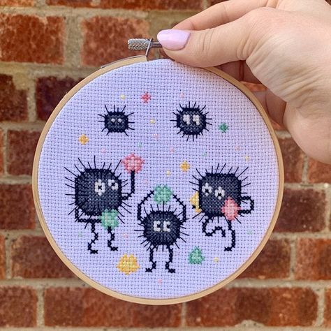 Soot Sprites PDF Cross Stitch Pattern Spirited Away My | Etsy Hair Band Bracelet, Colorful Necklaces, Stitch Character, Soot Sprites, Diy Fan, Band Bracelet, Pdf Patterns, Craft Materials, Diy Costumes