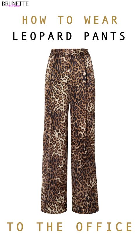 wide leg leopard print pants with text overlay how to wear leopard pants to the office business casual chic Leopard Pants Outfit Work, Early Fall Work Outfits, Leopard Print Pants Outfit, Leopard Pants Outfit, Outfit Generator, Pants Outfit Work, Printed Pants Outfits, Fall Work Outfits, 2025 Fashion Trends