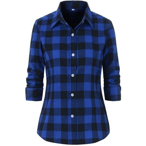 Benibos Women's Check Flannel Plaid Shirt ($16) ❤ liked on Polyvore featuring tops, shirts, jackets, blue top, tartan shirts, checked shirt, flannel top and plaid top Blue Checkered Shirt, Plaid Shirt Outfits, Cut Up Shirts, Blue Flannel Shirt, Plaid Shirt Women, Tartan Shirt, Blue Button Up Shirt, Womens Flannel Shirt, Blue Flannel