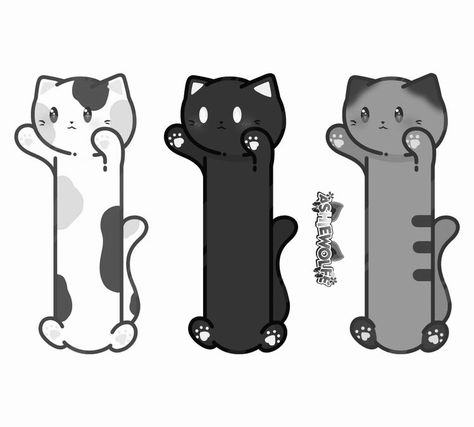 Long Cat Drawing, Gato Gacha, Notebook Doodles, Long Cat, Cartoon Cats, Creative Bookmarks, Arte Van Gogh, Cute Bookmarks, Cute Animal Drawings Kawaii