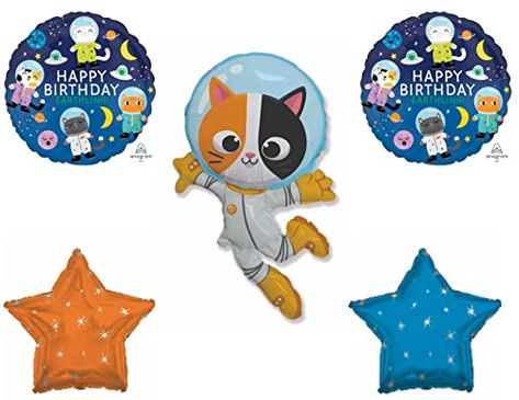 Cats Happy Birthday, Party Balloons Decorations, Cats Happy, Birthday Party Balloons, Balloons Decorations, Astronaut Space, Birthday Party Balloon, Space Party, Happy Birthday Balloons