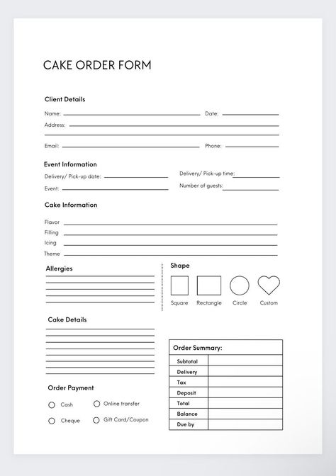 Cake Order Form,Bakery Cake Order Form,Craft Order Form,Small Business Form,Custom Cake Order Form,Business Invoice,Purchase Order Form by DigiplannersDesigns on Etsy Cake Studio Ideas Home, Bakery Planner, Cake Business Plan, Cake Station, Baking Hack, Menu Cake, Cake Order Form, Bakery Theme, Cake Sizes And Servings