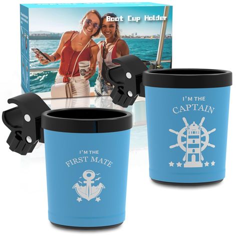 PRICES MAY VARY. 【Great Chrismas Gift For Boat Owners】The uniquely designed 'I'm the Captain' and 'I'm the First Mate' boat cup holder set, accompanied by an elegant gift box, makes for the perfect Christmas gift! It adds a touch of practicality and humor to adventures on the water for couples or lover. An exquisite and thoughtful Christmas present, especially tailored for those who enjoy sharing special moments together!" 【Prefessional Boat Cup Holder】360 rotated design supports it to fit on mo Lake Gift Ideas, Pontoon Boat Decor, Boat Cup Holders, Boat Gifts, Gifts For Boat Owners, Pontoon Boat Accessories, Lake Gifts, Boat Decor, Boating Gifts