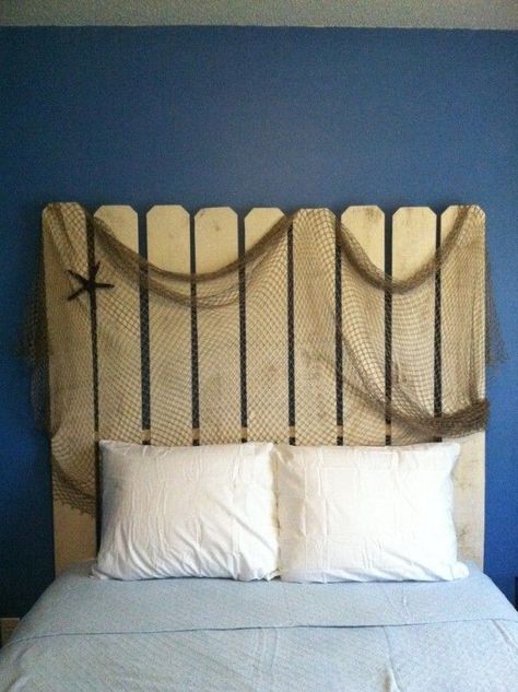 Get Creative with these 6 inspirational coastal headboard ideas - Beach Bliss Living Coastal Headboard Ideas, Nautical Headboard, Coastal Headboard, Beach Headboard, Beach Guest Room, Beachy Bedroom, Beach Themed Bedroom, Nautical Bedroom, Headboard Ideas